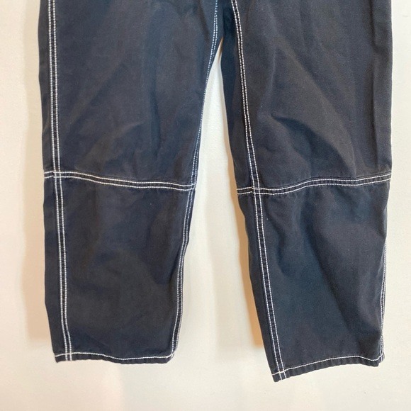 H&M Divided Black Pants White Contrast Stitch Womens Size 8 Twill Goth Punk - Picture 3 of 7